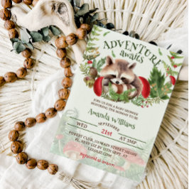 Invitación Ducha de bebé de Woodland Raccoon