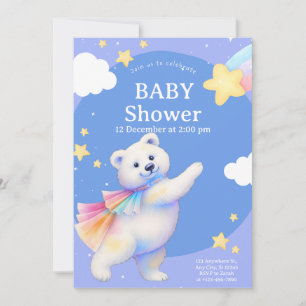 Invitación Ducha de bebé de Zarah el oso polar bailarín