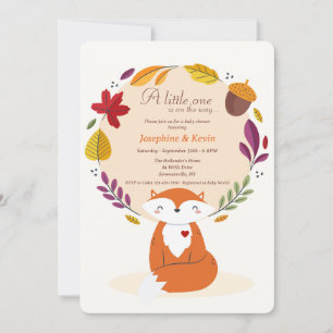 Invitación Ducha de bebé de zorro y hojas
