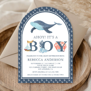 Invitación Ducha de bebé del Arco Náutico de la Ballena Bajo