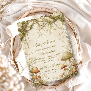 Invitación Ducha de Bebé del Bosque Encantado de Hongos