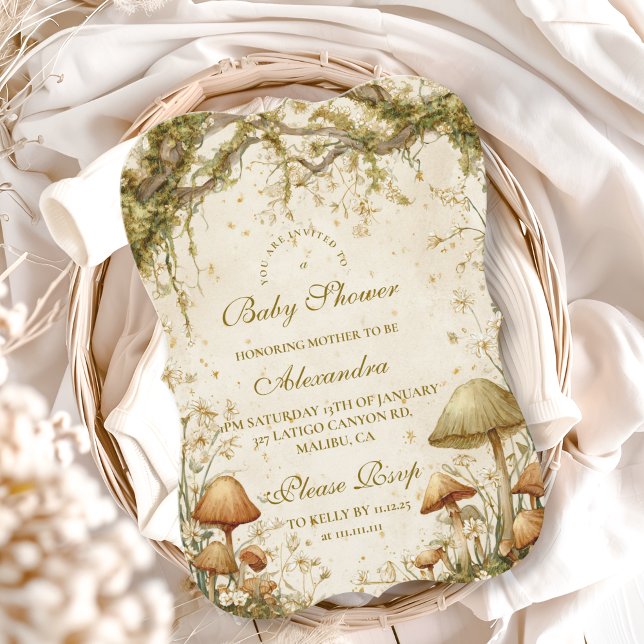 Invitación Ducha de Bebé del Bosque Encantado de Hongos (Subido por el creador)
