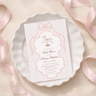 Invitación Ducha de bebé del caballo de balancín de encaje vi