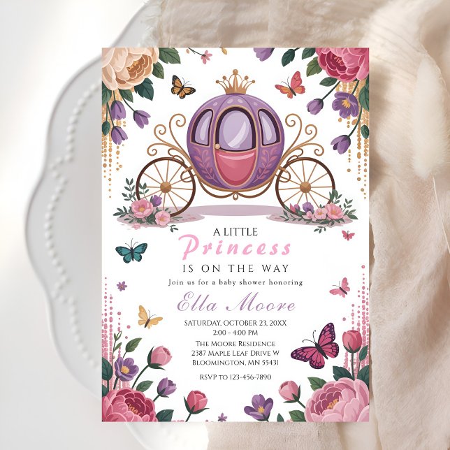 Invitación Ducha de Bebé del Carruaje de la Princesa Encantad (Subido por el creador)