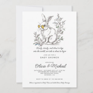 Invitación Ducha de Bebé del Conejo del Bosque