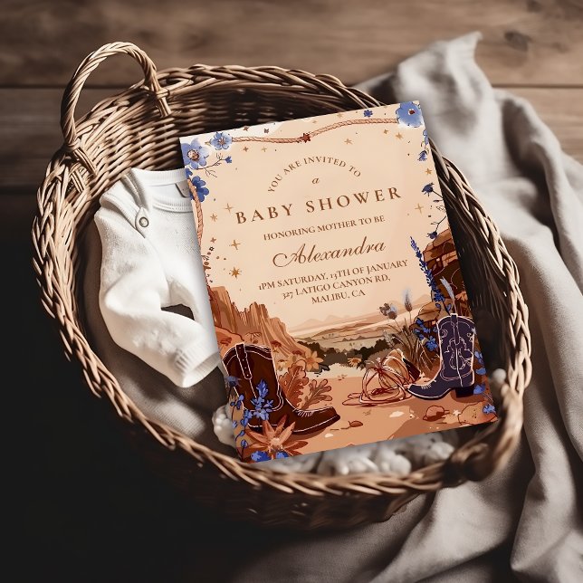 Invitación Ducha de bebé del desierto azul occidental (Subido por el creador)