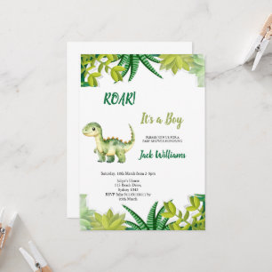 INVITACIÓN DUCHA DE BEBÉ DEL DINOSAURIO VERDE