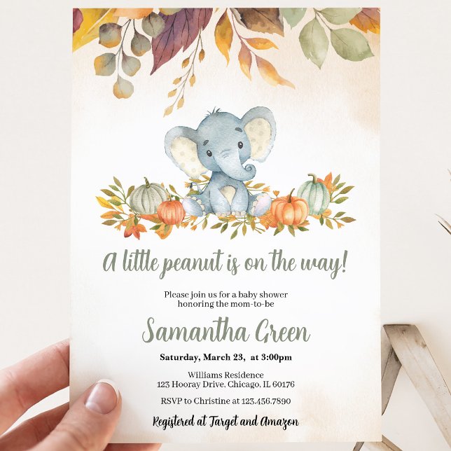 Invitación Ducha de Bebé del Elefante de Otoño (Subido por el creador)