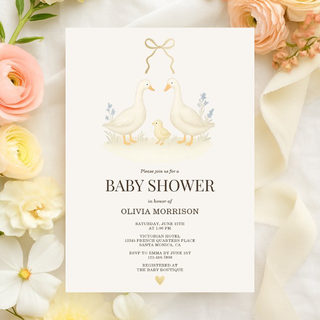 Invitación Ducha de bebé del ganso de cuento y el pollito (Subido por el creador)