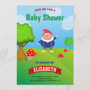 Invitación Ducha de bebé del gnomo del jardín