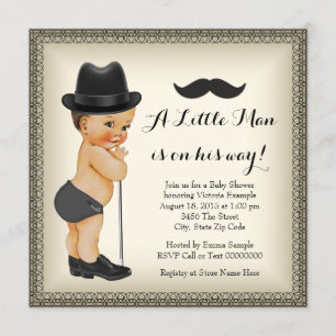 Invitación Ducha de bebé del hombrecito con bigote