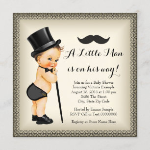 Invitación Ducha de bebé del hombrecito con bigote