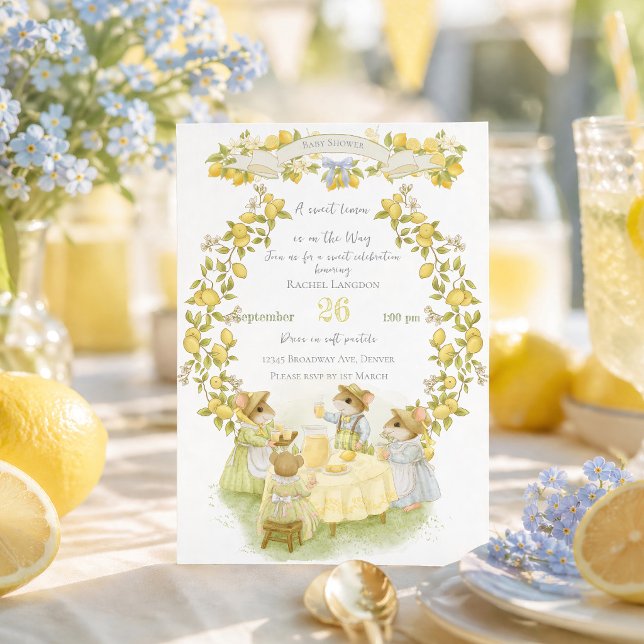 Invitación Ducha de bebé del jardín de limones con ratones (Subido por el creador)