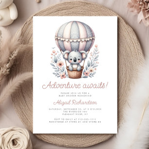 Invitación Ducha de Bebé del Koala en Globo Aerostático: Aven