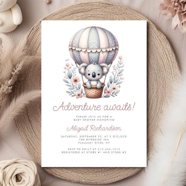 Invitación Ducha de Bebé del Koala en Globo Aerostático: Aven (Subido por el creador)