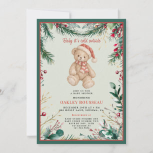 Invitación Ducha de bebé del osito de peluche de invierno