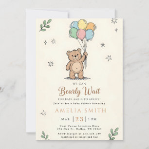 Invitación Ducha de bebé del osito rosa y amarillo caprichoso