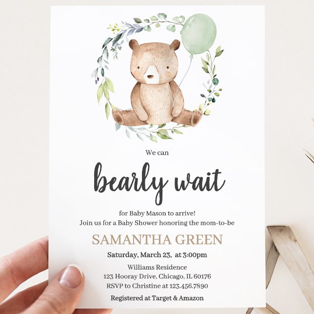 Invitación Ducha de Bebé del Oso de Verdor (Subido por el creador)