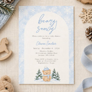 Invitación Ducha de Bebé del Oso Invernal Nevado
