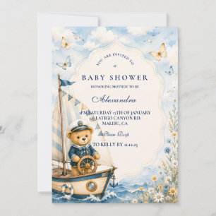 Invitación Ducha de bebé del Oso Marinero Caprichoso