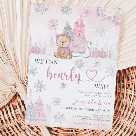 Invitación Ducha de Bebé del Oso Rosa