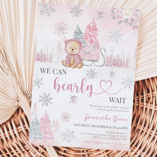 Invitación Ducha de Bebé del Oso Rosa (Subido por el creador)