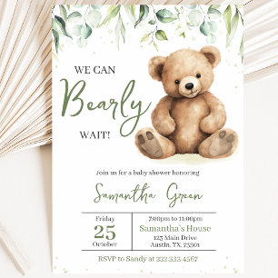 Invitación Ducha de Bebé del Oso Verde