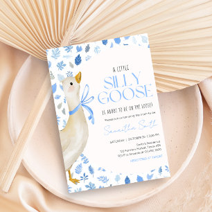 Invitación Ducha de bebé del pequeño ganso tonto azul