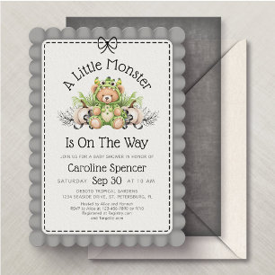 Invitación Ducha de Bebé del Pequeño Monstruo de Halloween