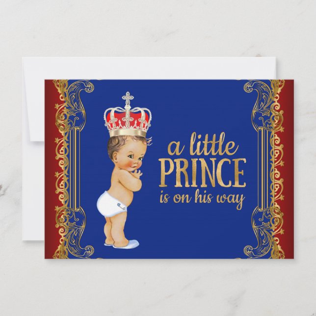 Invitación Ducha de bebé del pequeño príncipe (Anverso)