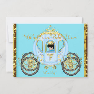 Invitación Ducha de bebé del pequeño príncipe azul oro niño c
