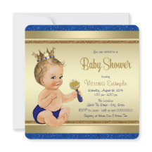 Ducha de bebé del príncipe azul real oro