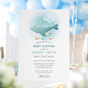 Invitación Ducha de bebé del Príncipe Ballena Acuarela Náutic
