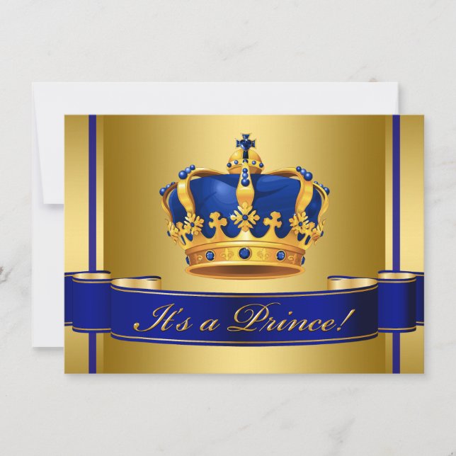 Invitación Ducha de bebé del príncipe heredero azul real y do (Anverso)