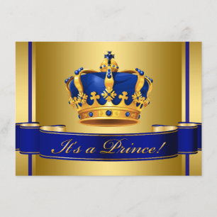 Invitación Ducha de bebé del príncipe heredero azul real y do