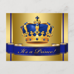 Invitación Ducha de bebé del príncipe heredero azul real y do