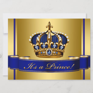 Invitación Ducha de bebé del príncipe heredero azul real y do