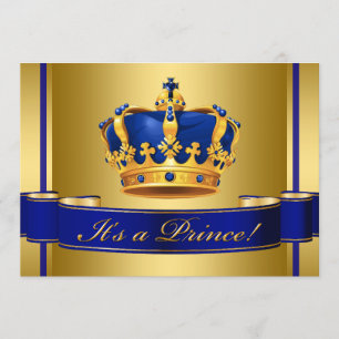 Invitación Ducha de bebé del príncipe heredero azul real y do