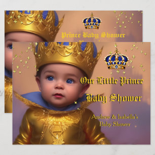 Invitación Ducha de Bebé del Príncipe Heredero Corona de Oro 
