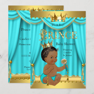 Invitación Ducha de bebé del príncipe heredero dorado acuátic