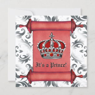 Invitación Ducha de Bebé del Príncipe Rojo Real