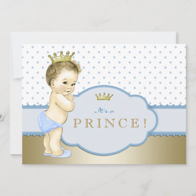 Invitación Ducha de Bebé del Principito Azul Bebé (Anverso)