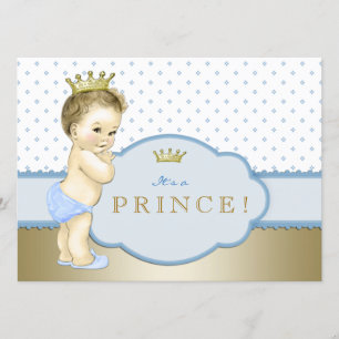 Invitación Ducha de Bebé del Principito Azul Bebé