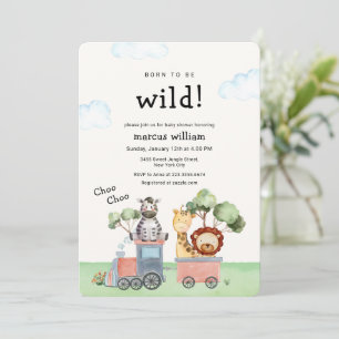 Invitación Ducha de Bebé del Safari de Animales Salvajes Boho