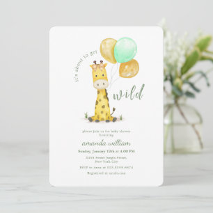 Invitación Ducha de Bebé del Safari Salvaje Globo Caprichoso