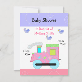 Invitación Ducha de bebé del tren Choo Choo rosa