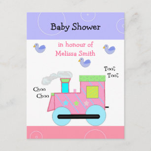 Invitación Ducha de bebé del tren Choo Choo rosa