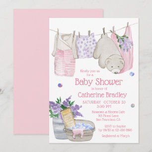 Invitación Ducha de bebé Día de lavado de osito adorable