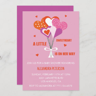 Invitación Ducha de bebé día de San Valentín Cute Hearts Bouq