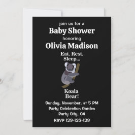 Invitación Ducha de Bebé Divertida con Oso Koala